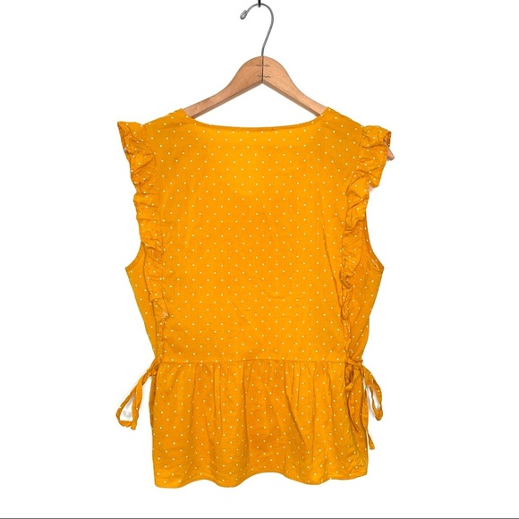 Madewell | Side Tie Ruffle Peplum Polka Dot Top - Picture 3 of 5